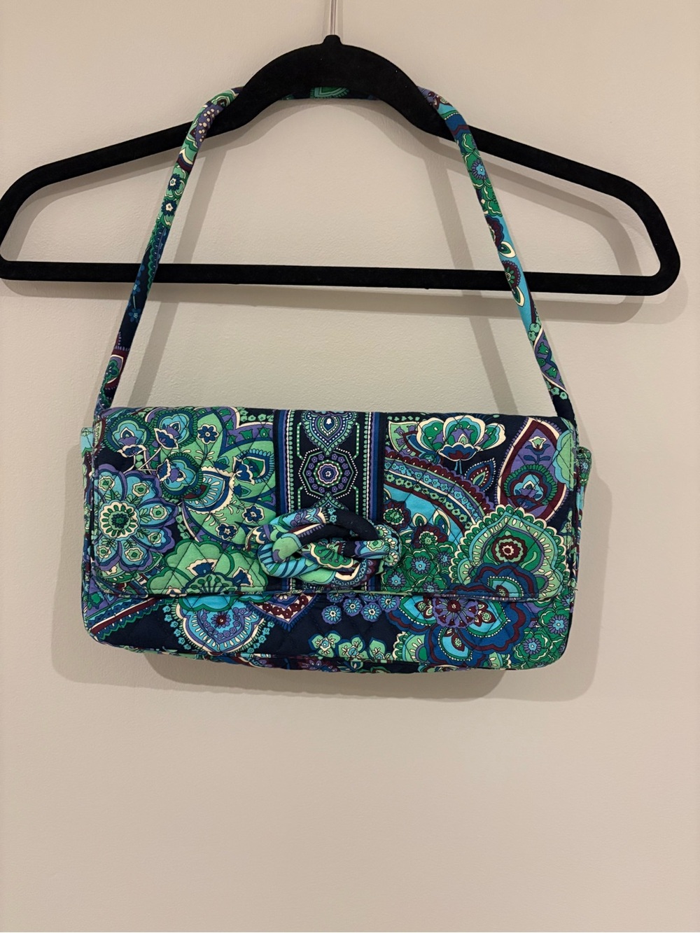 Vera Bradley Quilted Paisley Shoulder Bag in Teal, Navy & Green - Picture 8 of 10